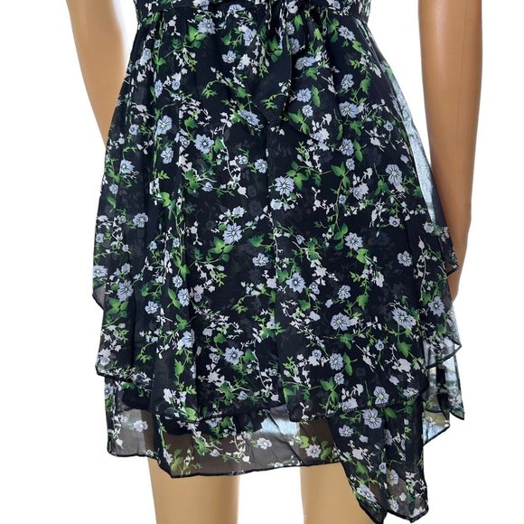 Womens Boho Playsuit Romper Small S Black Green Floral Off The Shoulders Lined - Picture 8 of 16
